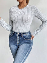 Women's Fashion Ribbed Velvet Long Sleeve Bodysuit, Autumn/Winter